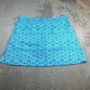 Jude Connally Women's L Skort Blue White Geometric Ikat Print Activewear